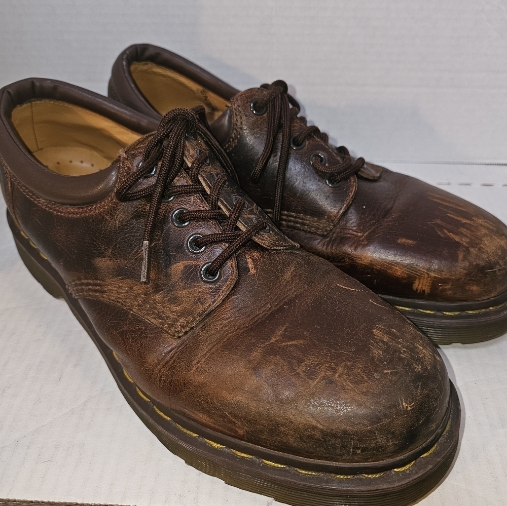 Dr. Martens Mens AirWear Oxford Brown SZ 12M Shoes Leathet Upper - Picture 4 of 11